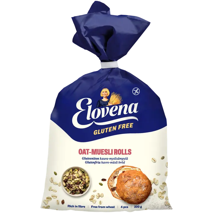 Elovena 320g gluteenittomat kaura-myslisämpylät, pakaste