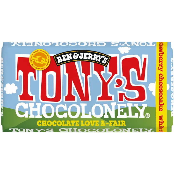 Tony's valge šokolaad maasikajuustukoogiga 180 g, Fair Trade