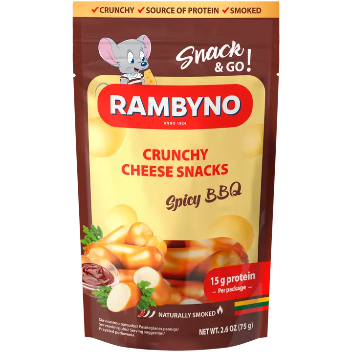 Rambyno suitsujuustu suupiste BBQ ja tšillipipraga Chipotle, 45% rasva kuivaines, 75g