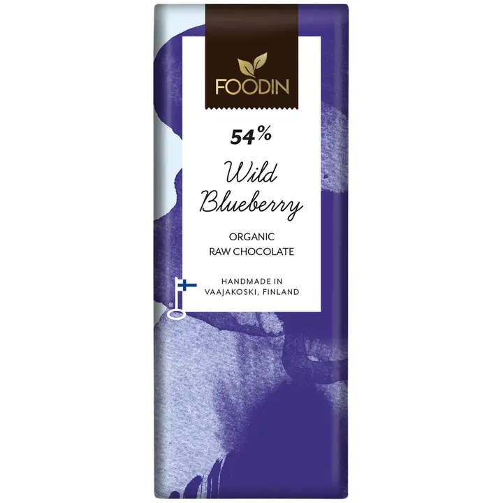 Foodin raakasuklaa Wild Blueberry 54%, luomu 40g