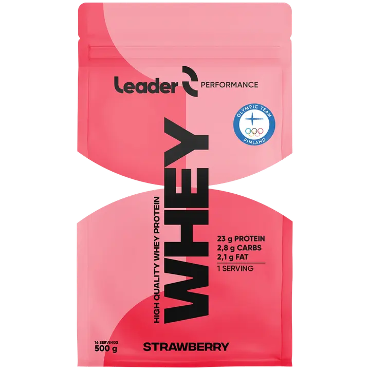 Leader Performance Whey heraproteiinijauhe mansikanmakuinen 500 g