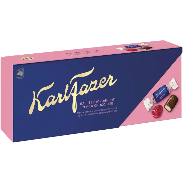 Karl Fazer vadelmajogurtti suklaakonvehteja 270g