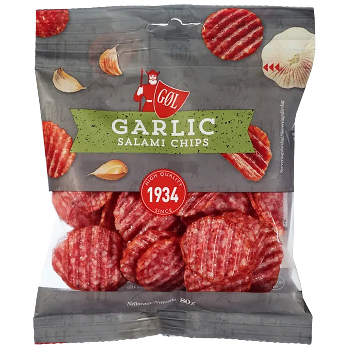 GØL Salami garlic chips 80g