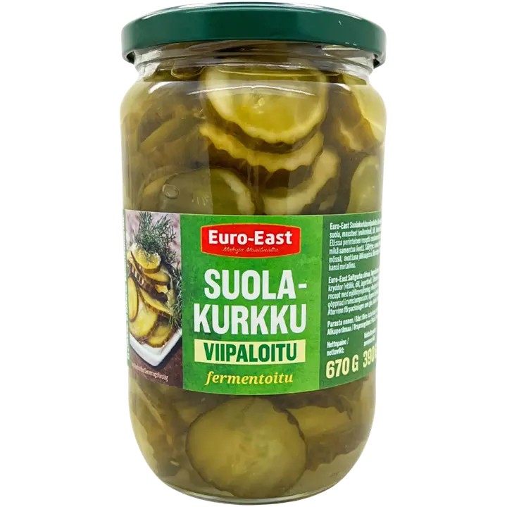 Euro-East suolakurkku viipaloitu 670 g / 390 g