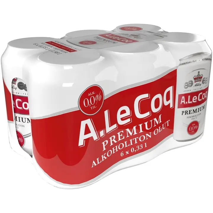 6 x A. Le Coq Alkoholiton 0,0% olut 0,33 l tlk