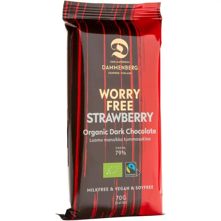 Dammenberg Luomu reilun kaup Mansikka tummasuklaalevy 70g