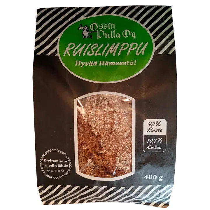 Ossin Pulla, 400 g, Ruislimppu, raskitettu ruisleipä