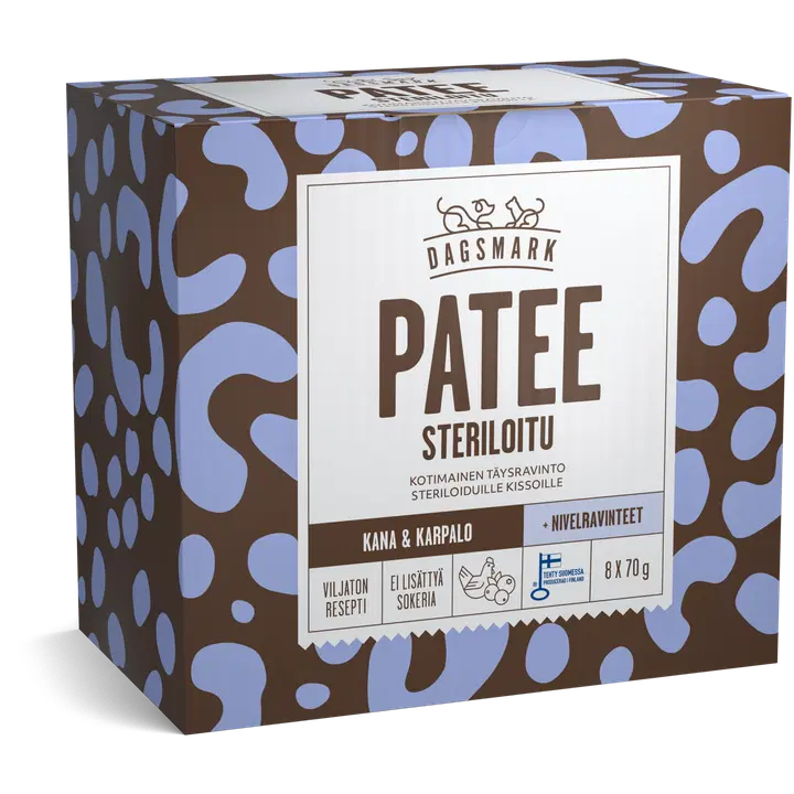 Dagsmark PATEE steriloitu, kana täysravinto aikuisille steriloiduille kissoille 8 x 70 g
