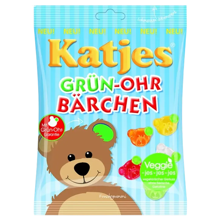 Katjes rohelise kõrvakesega karukujulised kummikommid 200 g