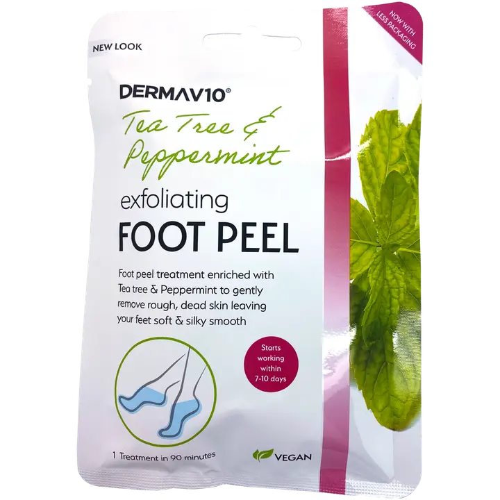 Derma V10 kuoriva jalkanaamio teepuu & piparminttu 1 pari
