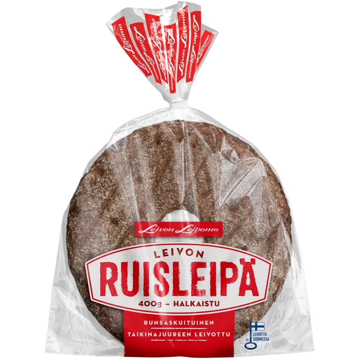 Leivon Leipomo Ruisleipä 400g halkaistu
