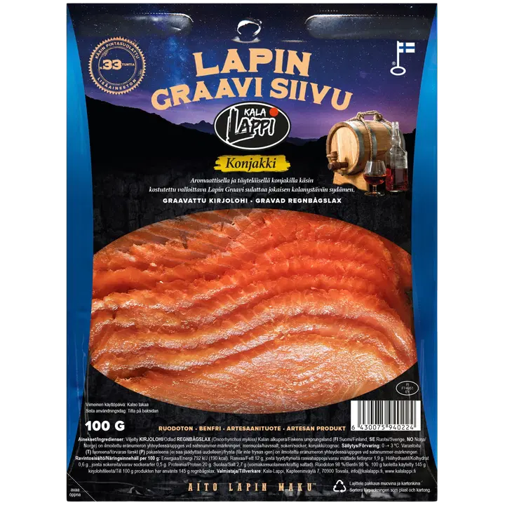 Lapin Graavi kirjolohifileesiivu, konjakki 100 g
