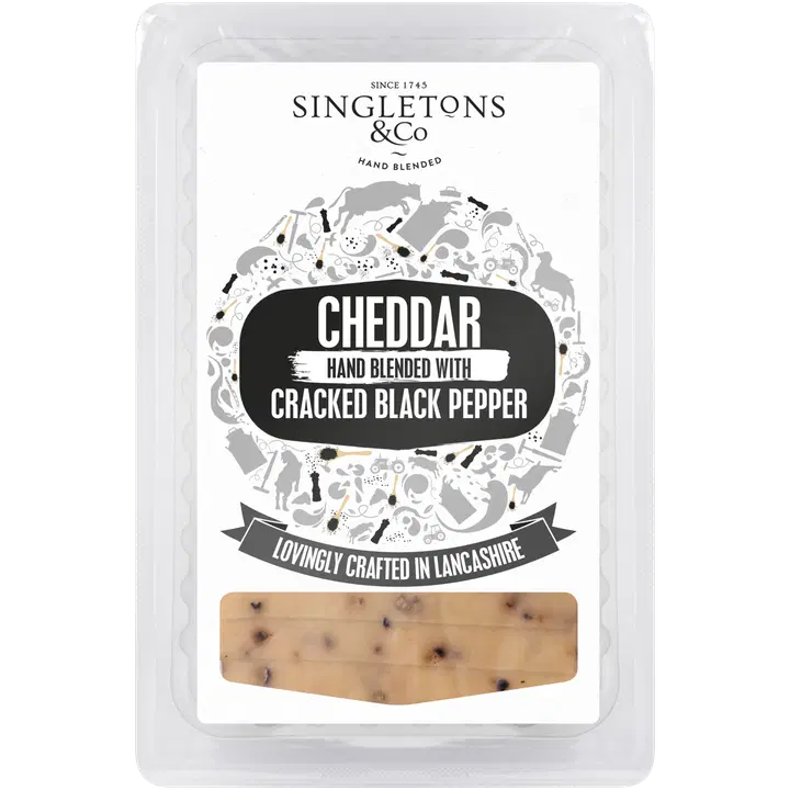 Singletons & Co Cheddar & Black Pepper Slices 150g