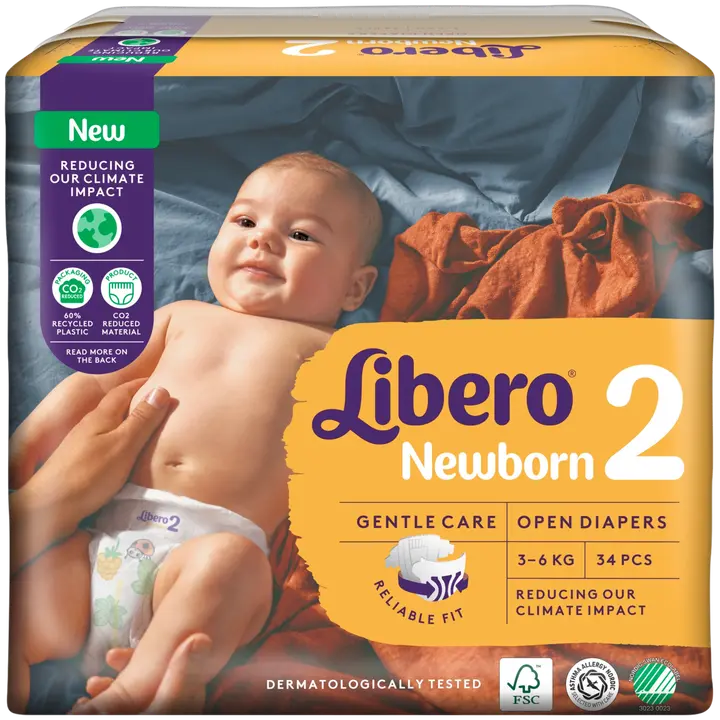 LIBERO Newborn teippivaippa , koko 2, 34 kpl, 3-6kg