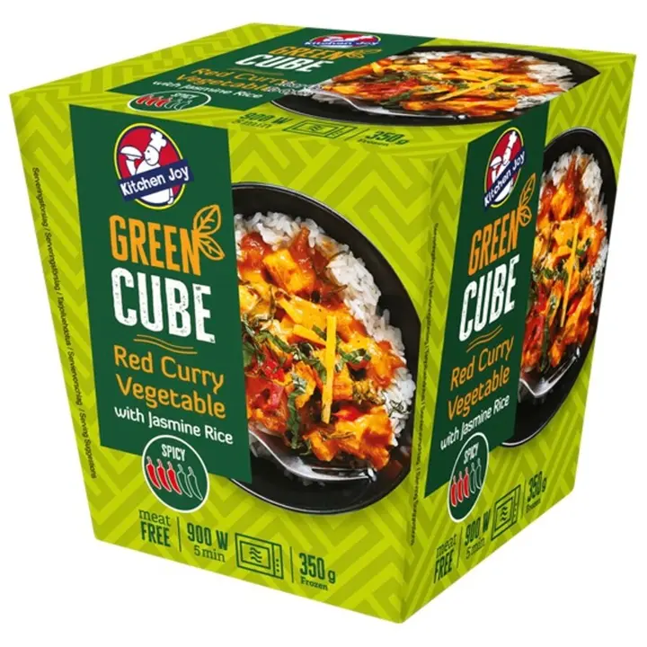 350g Kitchen Joy Thai-Cube Red curry -kasviksia ja jasmiiniriisiä, pakasteateria