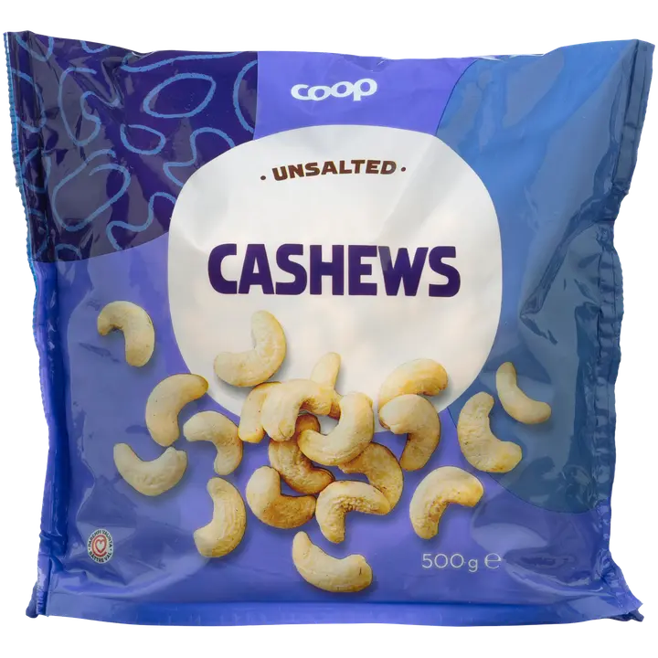 Coop cashewpähkinät suolaamaton 500g
