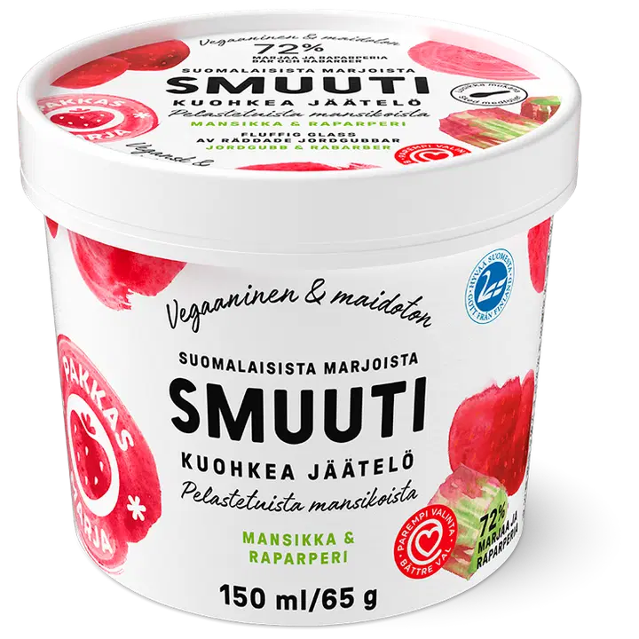Pakkasmarja Smuuti hävikkijäätelö Mansikka & raparperi 150ml/65g