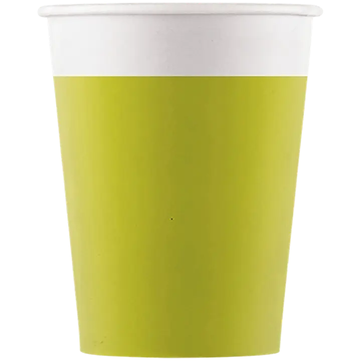 DECORATA Yksiväriset limenvihreät FSC-paperikupit 200 ml (WM)
