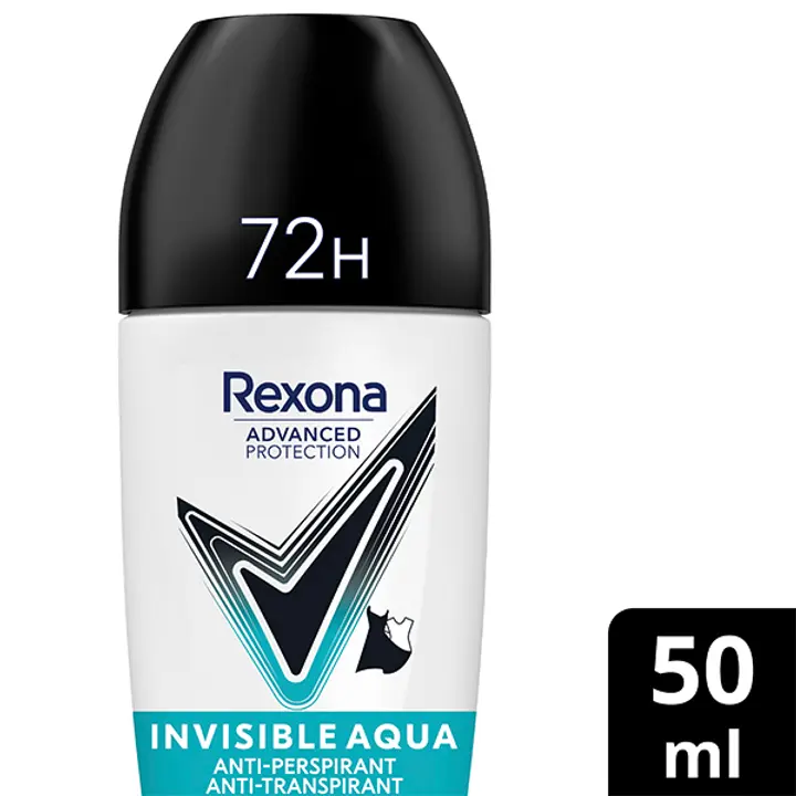 Rexona 72h Advanced Protection Invisible Aqua Antiperspirantti Deodorantti Roll-on Ei tahraa vaatteita 50 ml