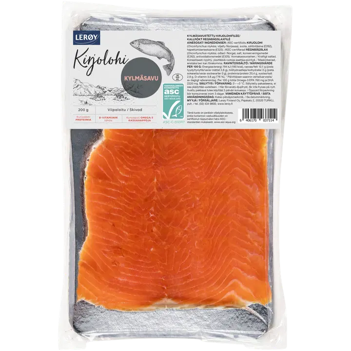 Lerøy kylmäsavukirjolohifilee viipaloitu ASC 200 g