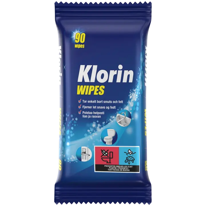 Klorin puhdistusliinat valkaisuaineella 90 kpl