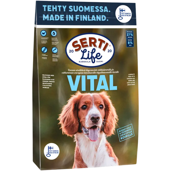 KOTIMAINEN SertiLife Vital, täysravinto iäkkäille koirille 4 kg