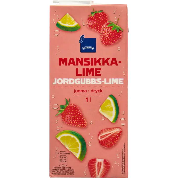 Rainbow Mansikka-limejuoma 1l
