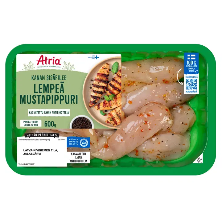 Atria Kanan Sisäfilee Lempeä Mustapippuri 600g