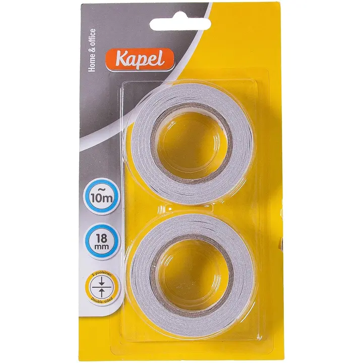 Kapel kaksipuolinen teippi 10 m x 18 mm, 2 kpl