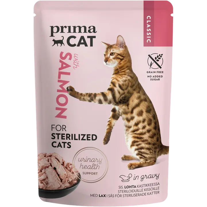 PrimaCat Classic kassitoit lõhega kastmes 85g