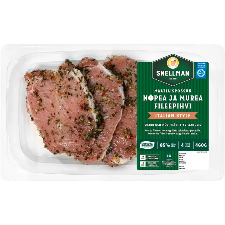 Snellman Maatiaispossun nopea ja murea fileepihvi Italian style 4 kpl 460 g