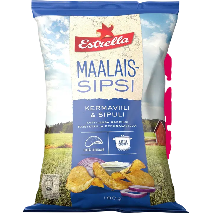 Estrella Maalaissipsi Kermaviili & Sipuli 180g