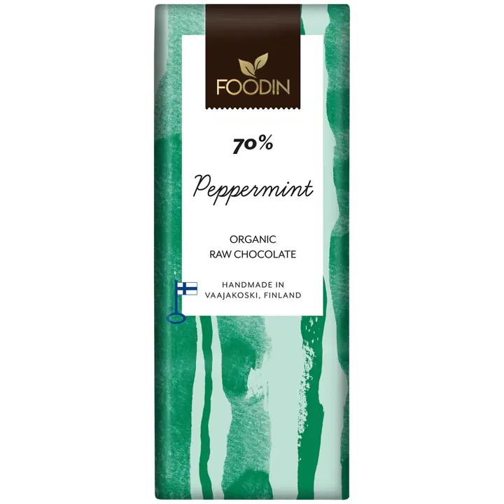 Foodin piparminttu-raakasuklaa 70%, luomu, 40g
