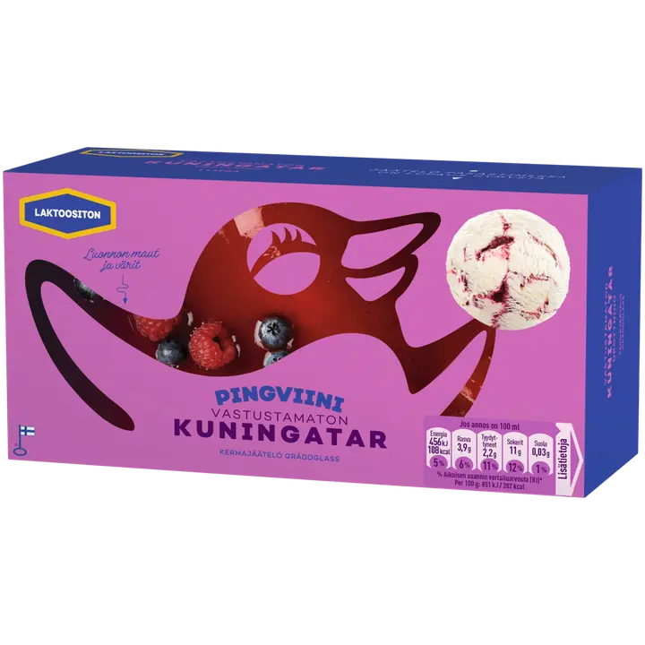 Pingviini Kuningatar Laktoositon kermajäätelö kotipakkaus 1L/536g