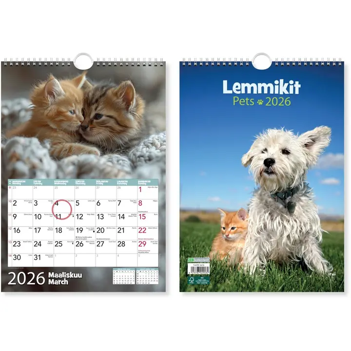 Seinäkalenteri Lemmikit 2026