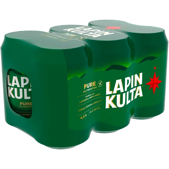 6 x Lapin Kulta Pure gluteeniton luomuolut 4,5% 0,33 l