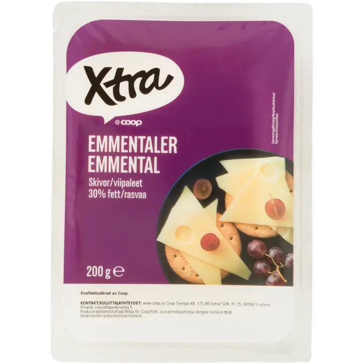 Xtra Emmental 30 % juustoviipaleet 200 g