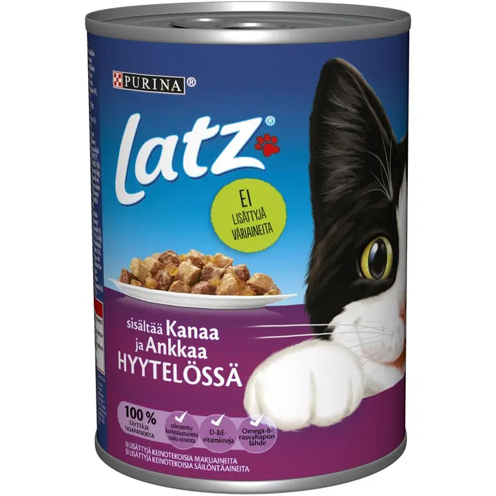 Latz 400g Sisältää Kanaa ja Ankkaa Hyytelössä kissanruoka