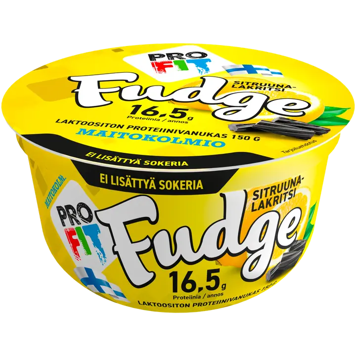 Maitokolmio PROFIT laktoositon lakritsin ja sitruunanmakuinen proteiinivanukas 150g