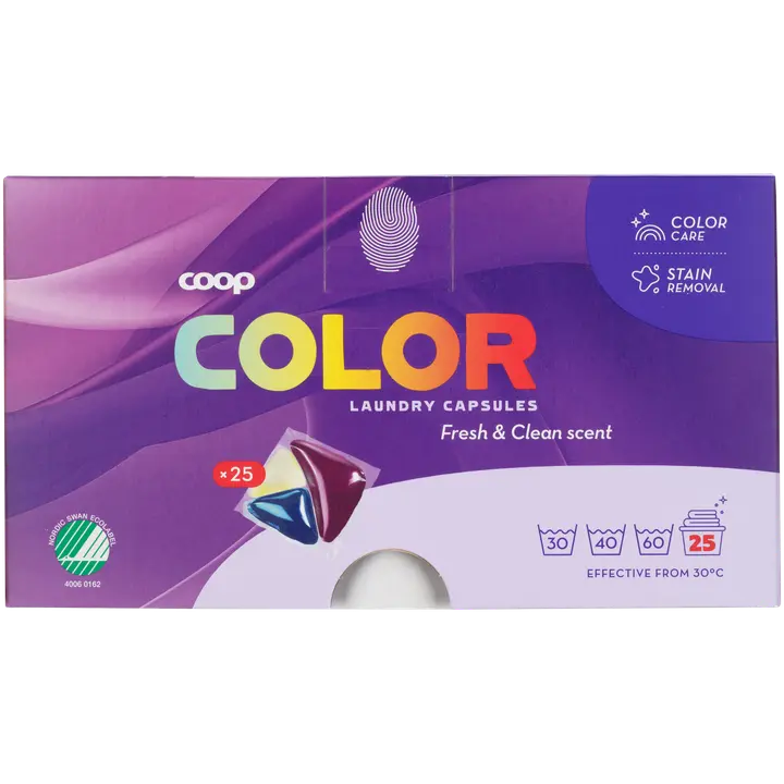 Coop Color pyykinpesukapseli värillisille tekstiileille 25 kpl
