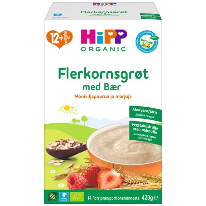 HiPP Luomu Moniviljapuuroa ja marjoja 12kk 14 annosta 420g