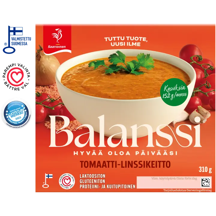 Saarioinen Balanssi Tomaatti-linssikeitto 310g