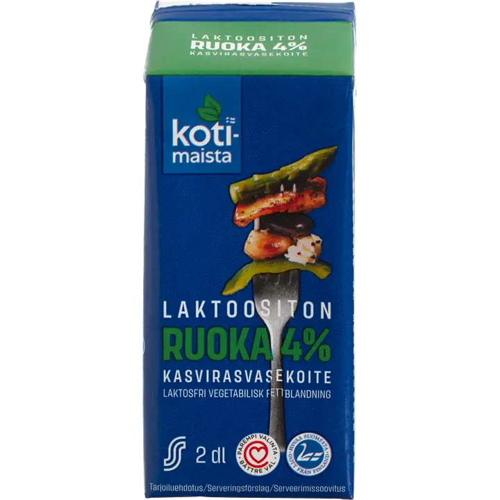 Kotimaista Laktoositon ruoka 4% kasvirasvasekoite