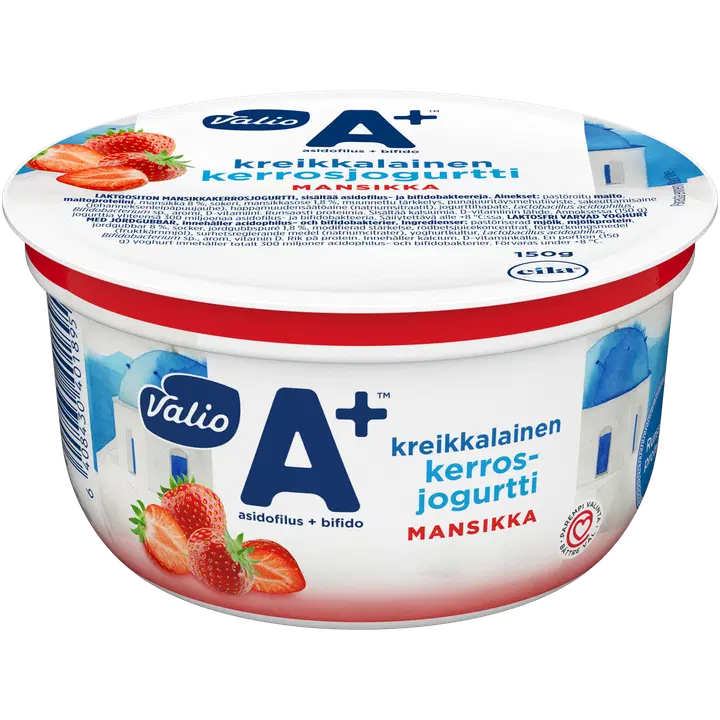 Valio A+™ kreikkalainen kerrosjogurtti mansikka laktoositon 150 g