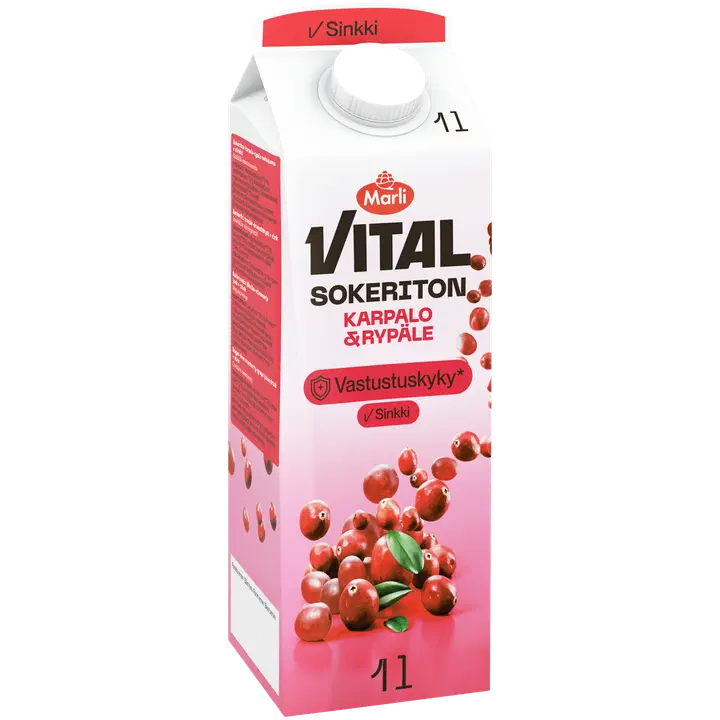 Marli Vital Sokeriton Karpalo-rypäle mehujuoma +sinkki 1 L