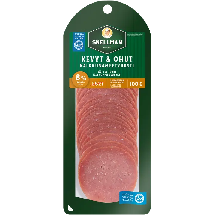 Snellman Kevyt & ohut kalkkunameetvursti 8% 100g