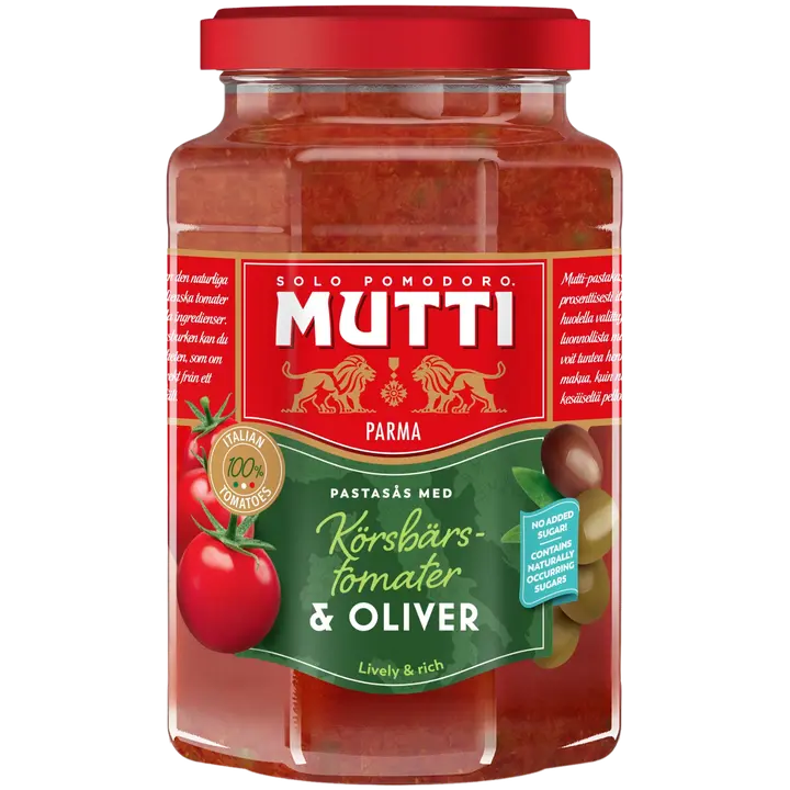Mutti pastakastike kirsikkatomaateilla ja oliiveilla 400g
