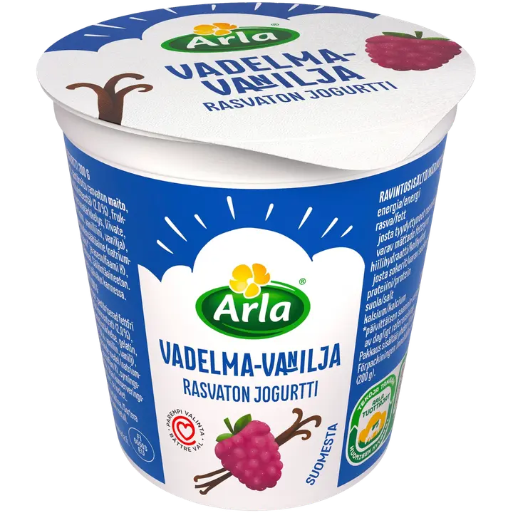 Arla Rasvaton Vadelma-vanilja jogurtti 200g