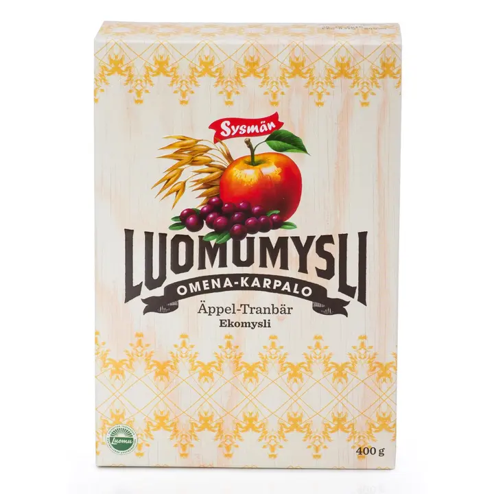 Sysmän Omena-Karpalo Luomumysli 400g