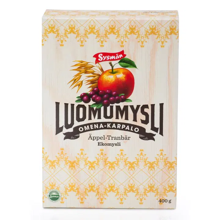 Sysmän Luomuherkut Omena-Karpalo Luomumysli 400g